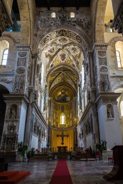 Colpo Verticale Basso Angolo Della Cattedrale Cefalù Sicilia — Foto Stock