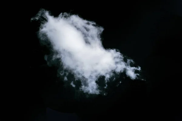 White Cloud Isolated Black Background Fluffy Texture Abstract White Sky — Stock Photo, Image