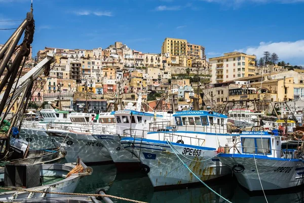 Hermoso Tiro Sciacca Colorido Puerto Barcos Sicilia Italia — Foto de Stock