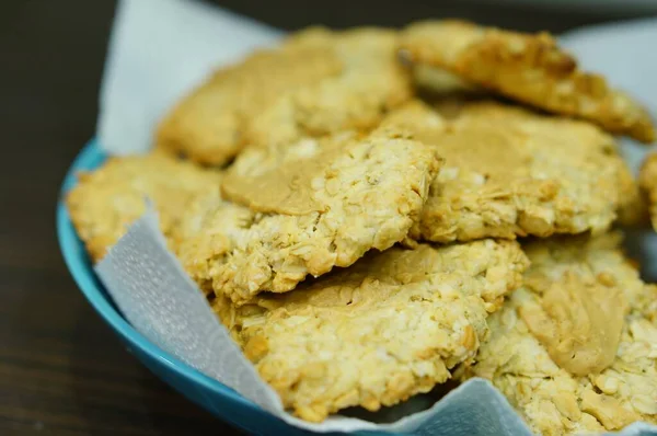 Een Selectief Focusshot Van Havermoutkoekjes — Stockfoto