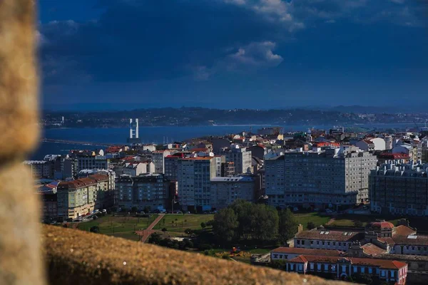 Vysokoúhlý Pohled Město Coruna Galicii Španělsko — Stock fotografie