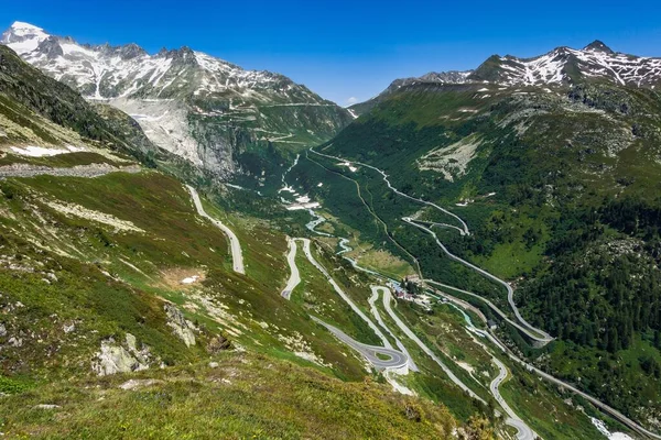 Paesaggio Alpino Dell Alto Vallese Con Strade Passo Grimsel Passo — Foto Stock