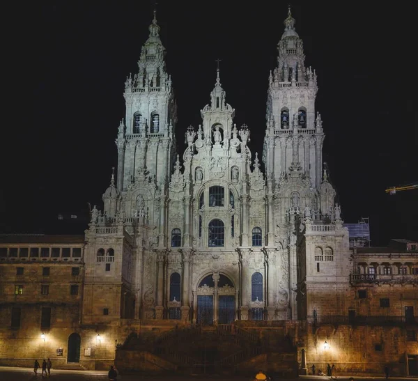 Famosa Catedral Santiago Compostela Galiza Espanha Noite — Fotografia de Stock