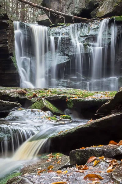 Pionowe Ujęcie Pięknych Wodospadów Elakala Shays Biegnij Blackwater Falls State — Zdjęcie stockowe