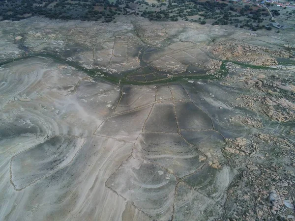 Letecký Snímek Prázdných Polí Salamance Španělsko — Stock fotografie