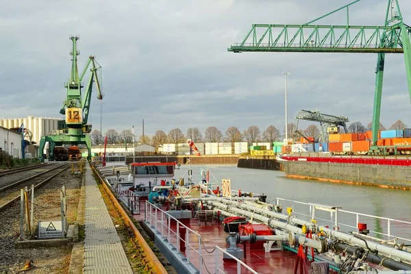 Port Big Cranes Cargo Containers — Stock Photo, Image