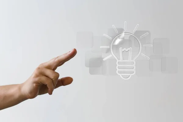 Glühbirnen Zum Anfassen Neue Ideen Mit Innovativer Technologie Und Kreativität — Stockfoto