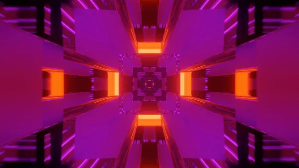 Футуристичний Тунельний Коридор Неоновими Сяючими Вогнями Візуалізація Фонових Шпалер — стокове фото