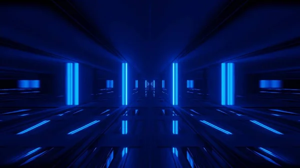Weergave Abstracte Futuristische Achtergrond Met Een Gloeiende Neon Blauw Licht — Stockfoto