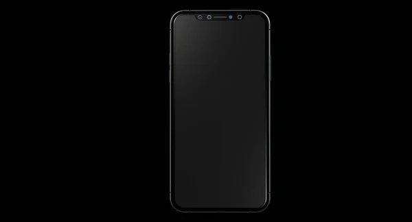 Gros Plan Smartphone Noir Sur Fond Noir — Photo