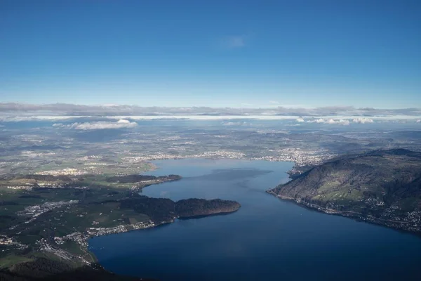 Hög Vinkel Skott Sjön Zug Schweiz Klarblå Himmel — Stockfoto