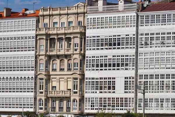 Uma Bela Foto Apartamentos Perto Outro Coruna Espanha — Fotografia de Stock