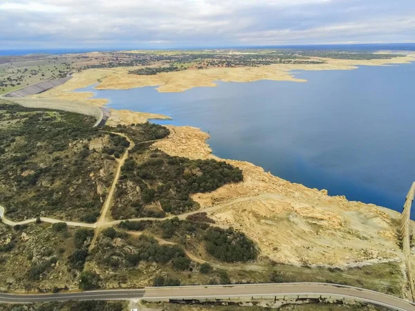 Flygbild Strand Täckt Träd Nära Vattnet Salamanca Spanien — Stockfoto