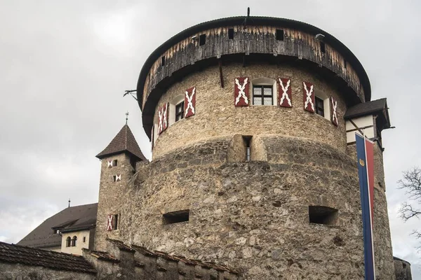 Closeup Shot Vaduz Castle Liechtenstein Cloudy Sky — Stock Photo, Image