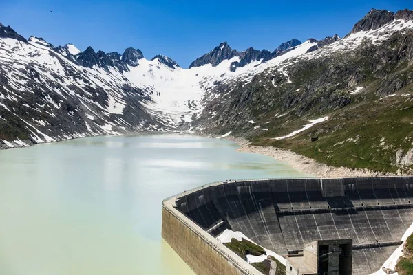 Beautiful Shot Oberaarsee Dam Oberaar Glacier Valais Switzerland — Stock Photo, Image