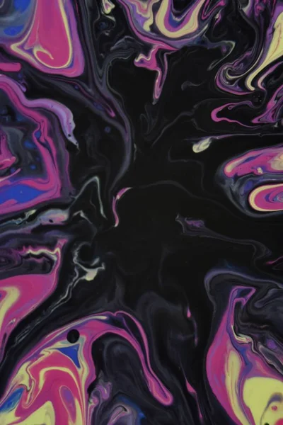 Вертикальный Снимок Абстрактного Фона Цветной Акриловой Краски Масляной Жидкости — стоковое фото