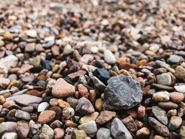 Eine Nahaufnahme Der Bunten Steine Strandnähe Perfekt Für Den Hintergrund — Stockfoto