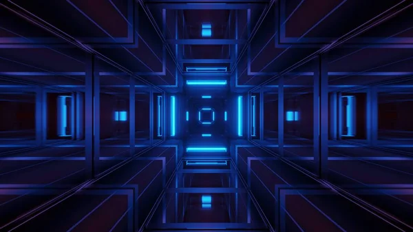 Renderelés Absztrakt Futurisztikus Háttér Izzó Neon Kék Fények — Stock Fotó