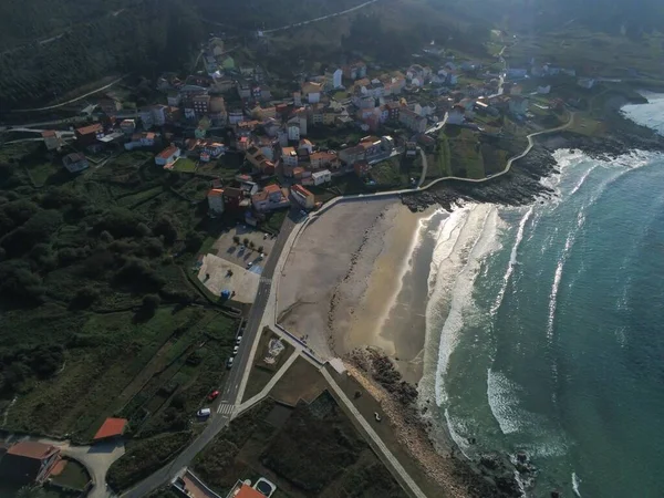 Luftaufnahme Von Gebäuden Meer Galicien Spanien — Stockfoto