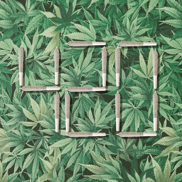 420 Foto Illustration Med Cannabis Leder Marijuana Löv Bakgrund — Stockfoto