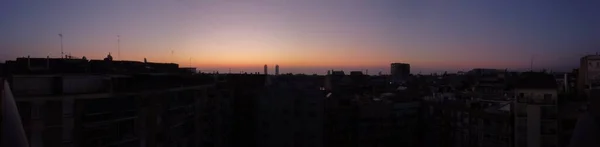 Una Vista Panorámica Una Ciudad Durante Atardecer Por Noche Concepto — Foto de Stock