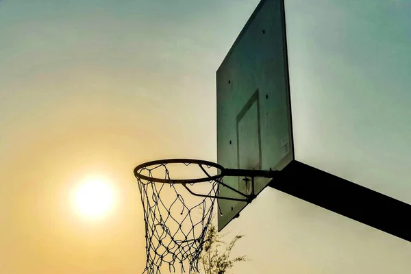 Basketbalový Koš Rozmazaným Pozadím Chorvatsku Evropa — Stock fotografie