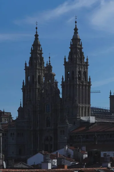 Nízký Úhel Záběru Slavné Katedrály Santiago Compostela Santiagu Galicie Španělsko — Stock fotografie