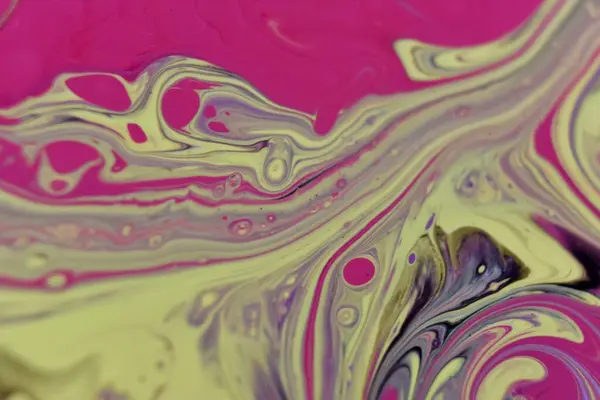 Closeup Shot Abstract Background Poured Colorful Acrylic Paint Oil Mixture — Stock Photo, Image