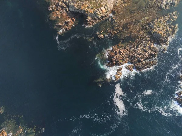 Воздушный Снимок Скал Возле Моря Галисия Испания — стоковое фото