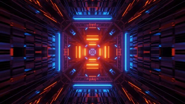 Futuristická Tunel Chodba Neonově Zářícími Světly Vykreslování Pozadí Tapety — Stock fotografie