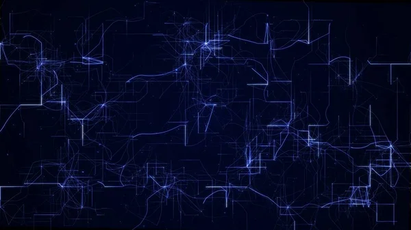 Illustration Des Blauen Technologie Netzwerks Verbindende Netzwerkleitungen Als Abstraktes Hintergrundkonzept — Stockfoto