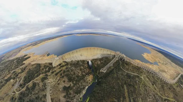 Aerial Shot Almendra Dam Reservoir Salamanca Spain — Stock Photo, Image