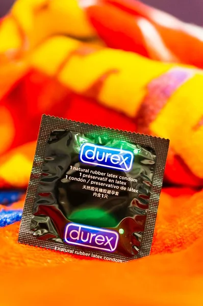 Poznan Poland Dec 2019 Förpackning Med Durex Kondomer Mjukt Material — Stockfoto