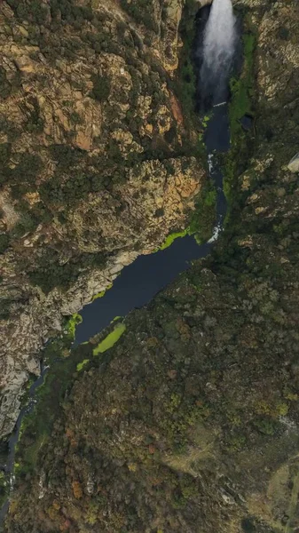 Eine Vertikale Luftaufnahme Des Almendra Staudamms Salamanca Spanien — Stockfoto