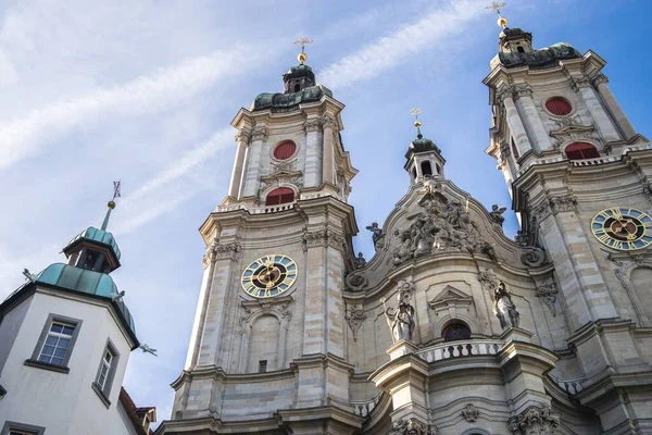 Eine Flache Aufnahme Der Fassade Der Abtei Gallen Der Schweiz — Stockfoto