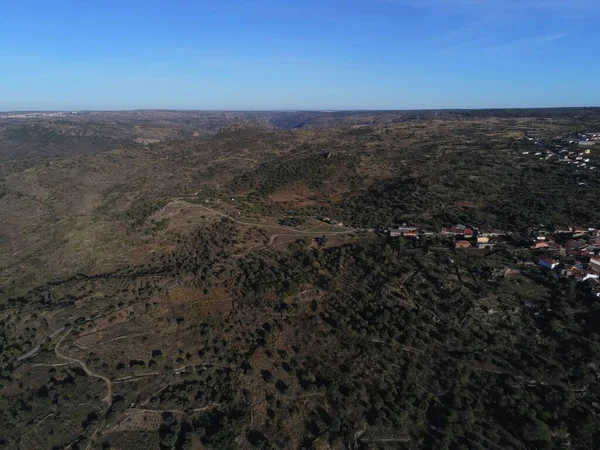 Vysoký Úhel Záběru Krásné Zelené Krajiny Arribes Duero Salamanca Španělsko — Stock fotografie