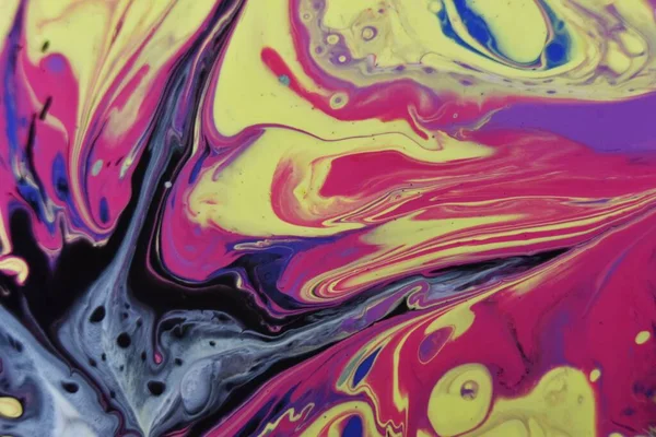 Крупный План Творческого Фона Абстрактными Акриловыми Окрашенными Красочными Волнами — стоковое фото