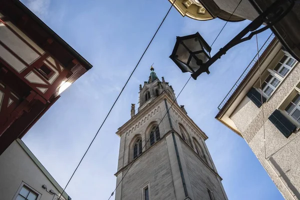 Eine Tiefenaufnahme Des Turms Der Abtei Gallen Der Schweiz Vor — Stockfoto