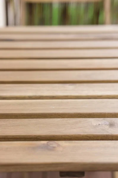 Vertical Closeup Shot Wooden Table Surface Horizontal Docks — Stock Photo, Image