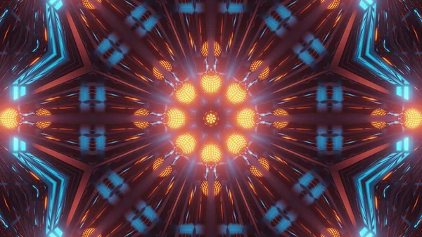 Rendering Abstrakt Futuristisk Bakgrund Med Glödande Neon Orange Och Blå — Stockfoto