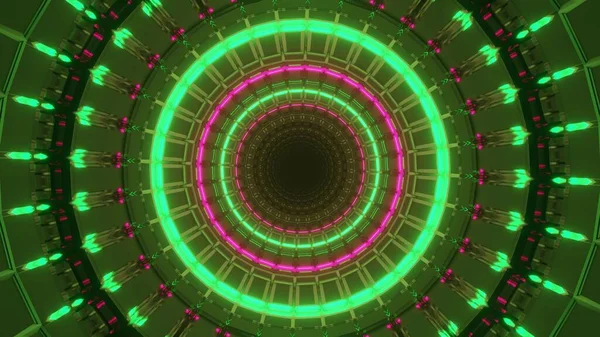 Een Kosmische Achtergrond Met Kleurrijke Cirkelvormige Laserlichten Perfect Voor Een — Stockfoto