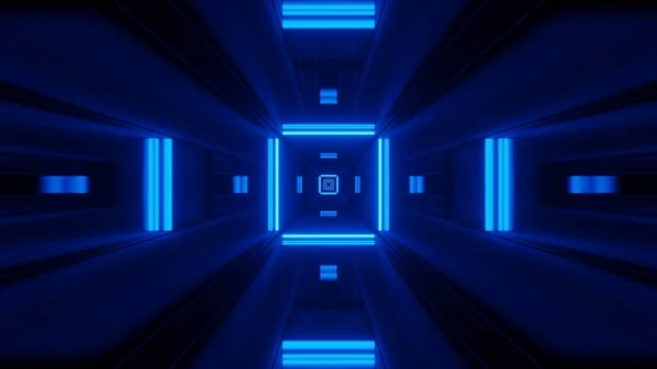Renderelés Absztrakt Futurisztikus Háttér Egy Izzó Neon Kék Fények — Stock Fotó