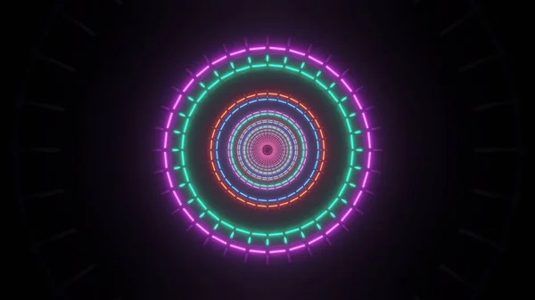 Een Kosmische Achtergrond Met Kleurrijke Cirkelvormige Laserlichten Perfect Voor Een — Stockfoto