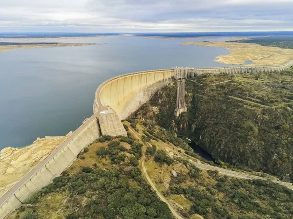 Luftaufnahme Des Almendro Staudamms Salamanca Spanien — Stockfoto