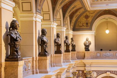 PRAGUE, CZECH REPUBLIC - Nov 23, 2019: The interior of the national museum in the city of Prague, Statue gallery clipart