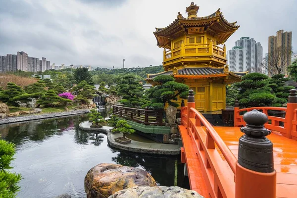 Gouden Pagode Nan Lian Garden Buurt Van Chi Lin Nunnery — Stockfoto