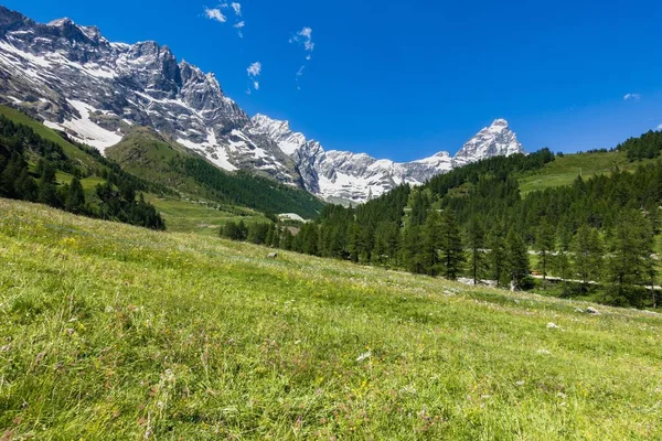 Paisaje Con Matterhorn Fondo Cerca Valtournenche Valle Aosta Norte Italia —  Fotos de Stock