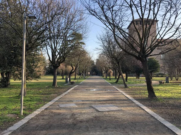 Giardino Del Castello Pavia Durante Giorno Italia — Foto Stock