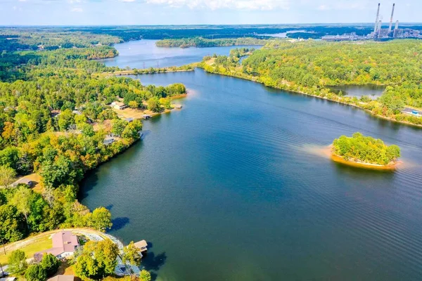 Una Foto Aerea Del Lago Belews North Carolina Usa Con — Foto Stock