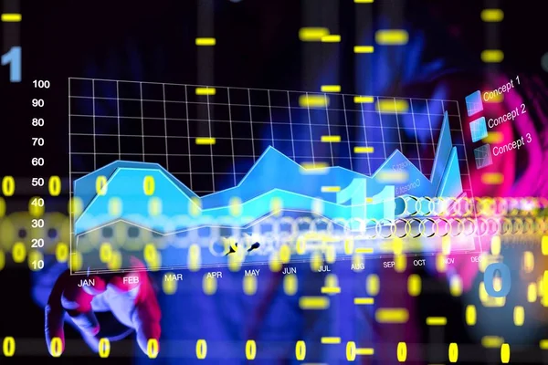 Ділова Розвідка Diagram Graph Stock Trading Investment Dashboard — стокове фото